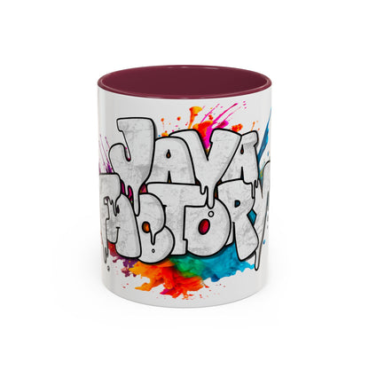 Graffiti 'Java Factory' Color Splash Coffee Mug (11oz & 15oz)