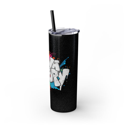 Skinny Tumbler, 20oz | Glitter Finish | Graffiti #1