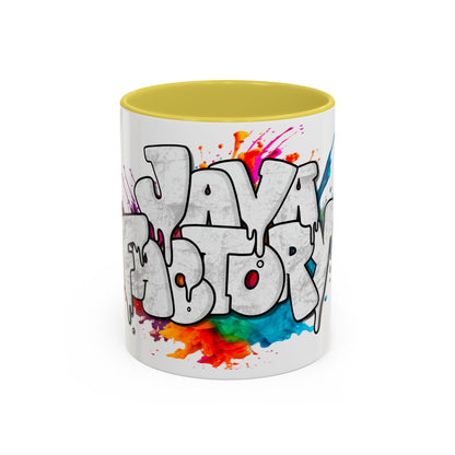 Graffiti 'Java Factory' Color Splash Coffee Mug (11oz & 15oz)